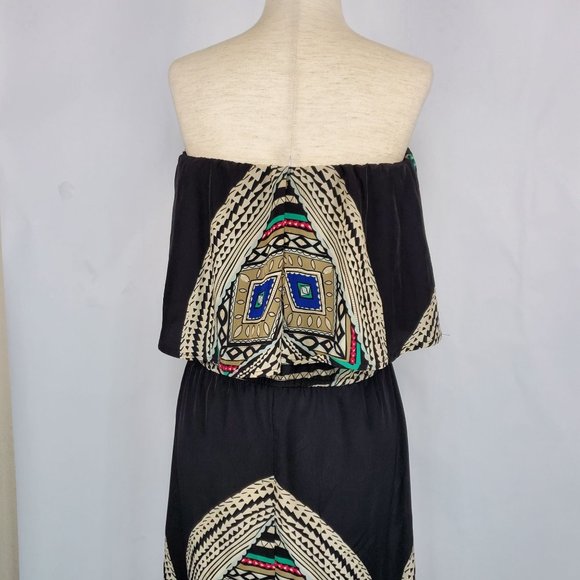 Massimo Womens Dress sz S Strapless black multicolor maxi length - Picture 7 of 8